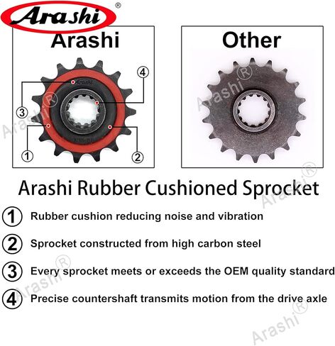 ضرس أمامي من Arashi 18 سن 530 درجة لسوزوكي GSX1300R Hayabusa 2008-2020 Gen 2 / GSX B-King 1300 2008-2011، مبطن بالمطاط يقلل الضوضاء والاهتزاز in Kuwait