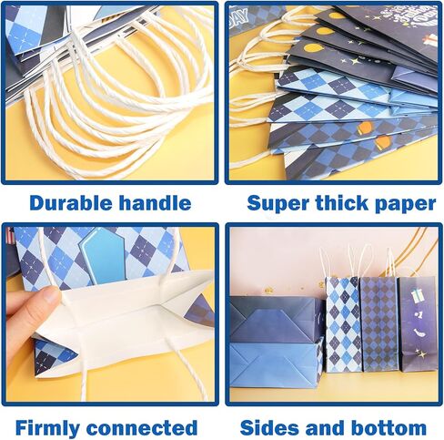 HADDIY Happy Father's Day Gift Bags with Handles,12 Pcs Bulk Blue Paper Love Dad Candy Bags for Gift Wrapping and Father's Day Party Favor and Decorations in Saudi Arabia