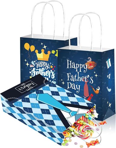 HADDIY Happy Father's Day Gift Bags with Handles,12 Pcs Bulk Blue Paper Love Dad Candy Bags for Gift Wrapping and Father's Day Party Favor and Decorations in Saudi Arabia