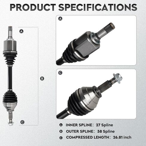 NEW Front Left CV Axle Shaft Assembly fits for Ford Explorer 2011-2018 3.5L Naturally Aspirated & 2019 Explorer Turbocharged, for Police Interceptor Utility 13-19 3.5L 3.7L, Driver Side, for 66-2286 in Kuwait