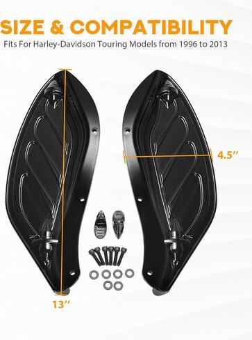 منحرف الجناح الجانبي PBYMT، عاكس هواء Fairing، طقم عاكس هواء قابل للتعديل متوافق مع Harley Touring Street Glide، Electra Glide، Trike، Ultra Classic، CVO 1996-2013 in Kuwait