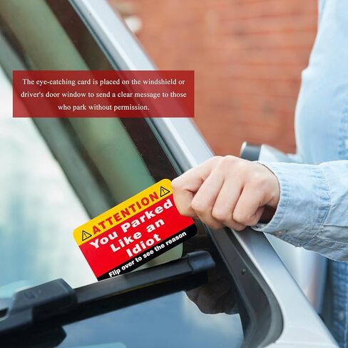 100PCS You Parked Like an Idiot Business Cards, 3.5"×2" Bad Parking Card with Multi Violation Reasons, Double Sided Funny Parking Violation Tickets for Bad Driver Learn to Park in Kuwait