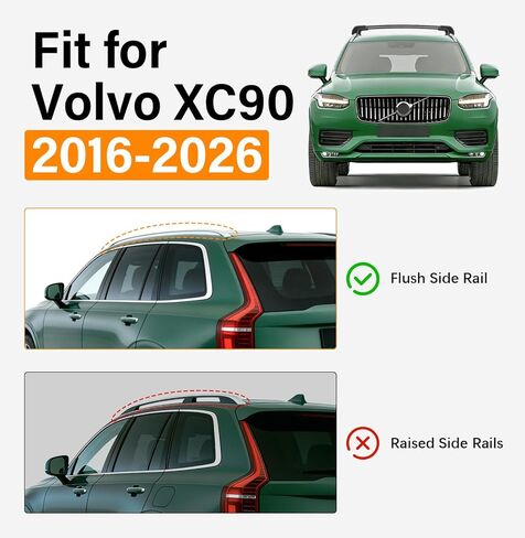330lbs Lockable Roof Rack Cross Bars Compatible with Volvo XC90 XC-90 2016-2026 (for Flush Roof Side Rails), Heavy Duty Aluminum Roof Rails Crossbar for Rooftop Cargo Luggage Kayak Bike Rack in Saudi Arabia