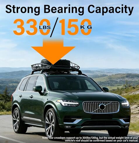 330lbs Lockable Roof Rack Cross Bars Compatible with Volvo XC90 XC-90 2016-2026 (for Flush Roof Side Rails), Heavy Duty Aluminum Roof Rails Crossbar for Rooftop Cargo Luggage Kayak Bike Rack in Saudi Arabia