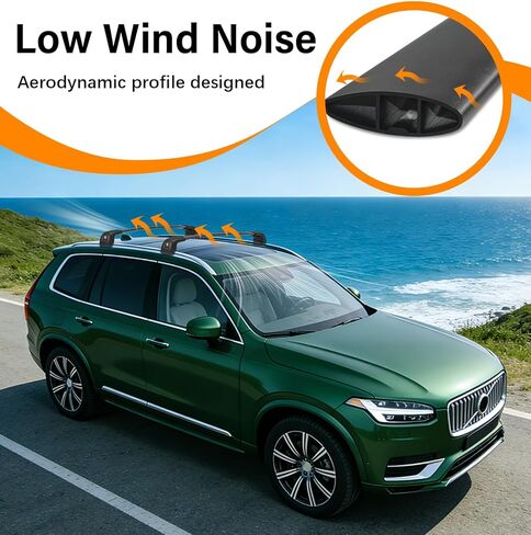 330lbs Lockable Roof Rack Cross Bars Compatible with Volvo XC90 XC-90 2016-2026 (for Flush Roof Side Rails), Heavy Duty Aluminum Roof Rails Crossbar for Rooftop Cargo Luggage Kayak Bike Rack in Saudi Arabia