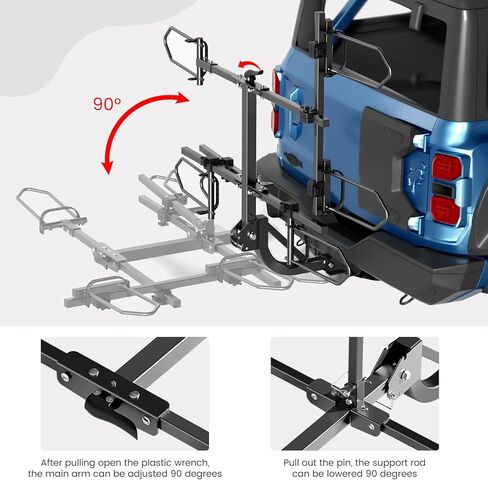 NAIZEA 2-Bike Rack Hitch Mount,270 LBS Capacity, Fit E-Trikes & E Bikes,Multi-Functional Free Combination, Heavy-Duty Foldable Bike Carrier for Standard, 2 inch Receiver, Fits 5" Wide Tire in Saudi Arabia