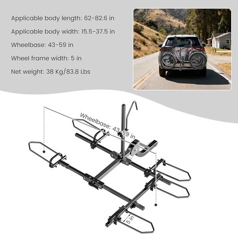 NAIZEA 2-Bike Rack Hitch Mount,270 LBS Capacity, Fit E-Trikes & E Bikes,Multi-Functional Free Combination, Heavy-Duty Foldable Bike Carrier for Standard, 2 inch Receiver, Fits 5" Wide Tire in Saudi Arabia