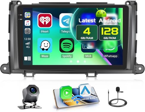 for Toyota Sienna 2011 2012 2013 2014【Wireless Carplay 】 Fuluku Android 13 Carplay Radio with Android Auto, 9 Inch Touchscreen Stereo WiFi/Bluetooth/GPS/SWC/Mic/Backup Camera in Saudi Arabia