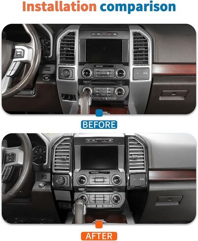 JeCar 7 قطعة ألياف الكربون داش غطاء فتحة التهوية طقم الكسوة ل 2015-2020 فورد F150 الداخلية اكسسوارات in Kuwait