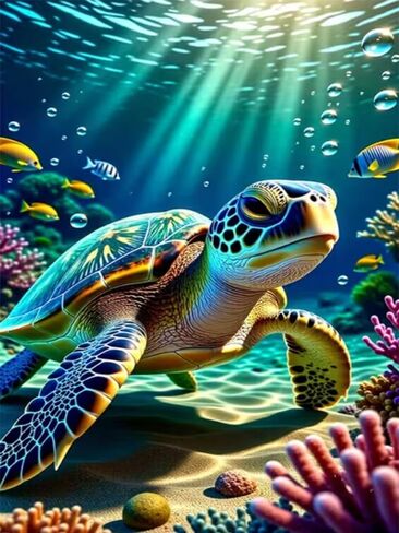 TOPMCYSG Ocean Animals Diamond Art Kits for Adults,Sea Turtle 5D Diamond Painting Kits for Beginners,DIY Round Full Drill Diamond Dots Paintings Picture Gem Art&Crafts for Home Wall Decor 12x16 in in Kuwait