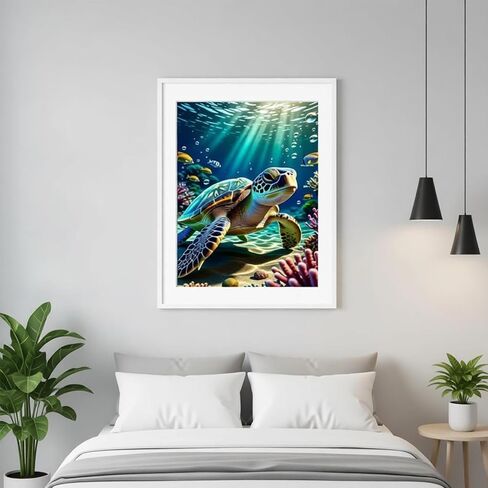 TOPMCYSG Ocean Animals Diamond Art Kits for Adults,Sea Turtle 5D Diamond Painting Kits for Beginners,DIY Round Full Drill Diamond Dots Paintings Picture Gem Art&Crafts for Home Wall Decor 12x16 in in Kuwait