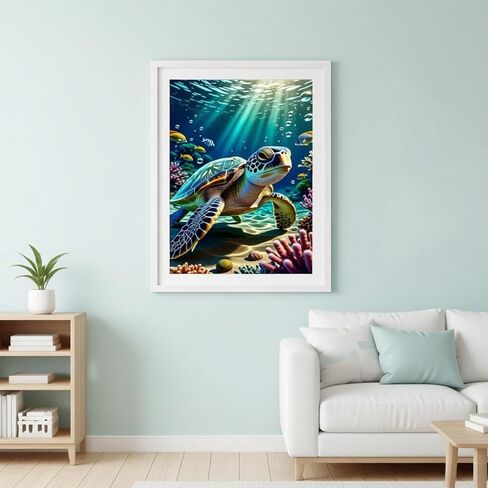 TOPMCYSG Ocean Animals Diamond Art Kits for Adults,Sea Turtle 5D Diamond Painting Kits for Beginners,DIY Round Full Drill Diamond Dots Paintings Picture Gem Art&Crafts for Home Wall Decor 12x16 in in Kuwait