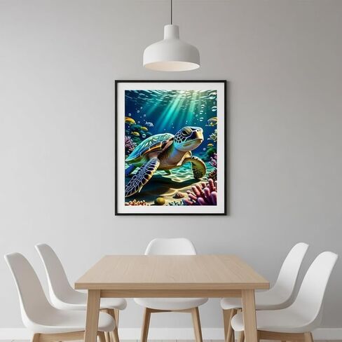 TOPMCYSG Ocean Animals Diamond Art Kits for Adults,Sea Turtle 5D Diamond Painting Kits for Beginners,DIY Round Full Drill Diamond Dots Paintings Picture Gem Art&Crafts for Home Wall Decor 12x16 in in Kuwait
