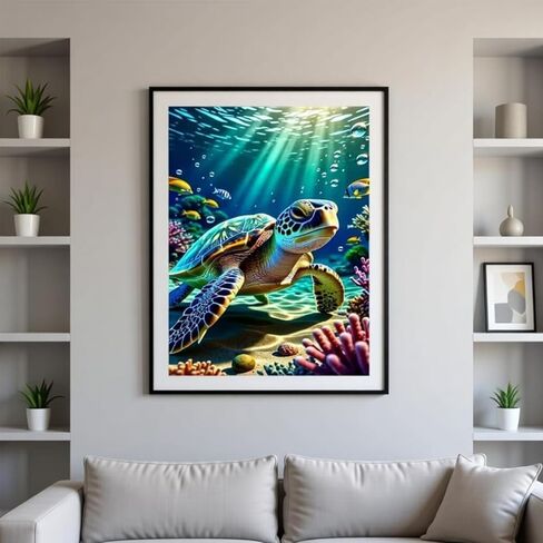 TOPMCYSG Ocean Animals Diamond Art Kits for Adults,Sea Turtle 5D Diamond Painting Kits for Beginners,DIY Round Full Drill Diamond Dots Paintings Picture Gem Art&Crafts for Home Wall Decor 12x16 in in Kuwait