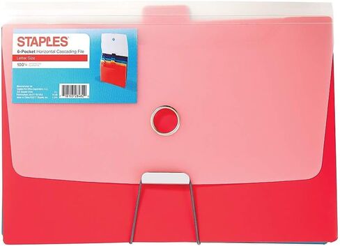 ملف توسيع من البوليستر المتتالي من Staples، منظم بحجم 6 جيوب، تصميم عمودي للتعليق على الحائط، متعدد الألوان - تخزين المستندات موفر للمساحة in Kuwait