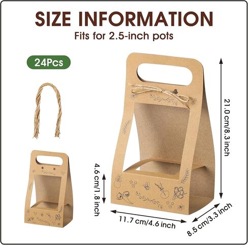 Fayoula 24 Pcs Succulent Wrap Bags, Kraft Paper Gift Box for 3 Inch Pots, Party Favors, Baby Shower in Saudi Arabia