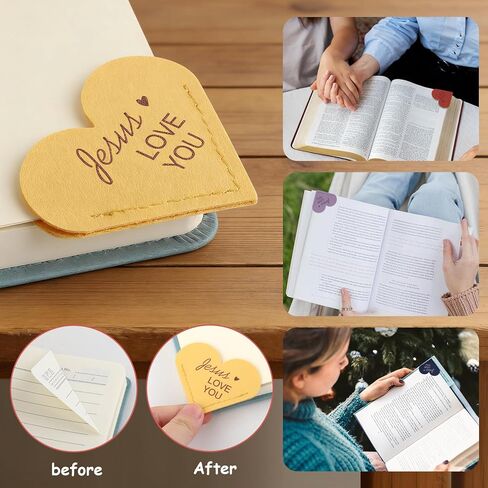 Leather Heart Bookmarks, 12pcs Cute Corner Page Book Marks, Jesus Love You,for Inspirational Religious Gifts Book Accessories (12pcs) in Saudi Arabia