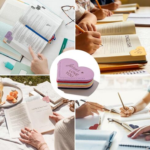 Leather Heart Bookmarks, 12pcs Cute Corner Page Book Marks, Jesus Love You,for Inspirational Religious Gifts Book Accessories (12pcs) in Saudi Arabia