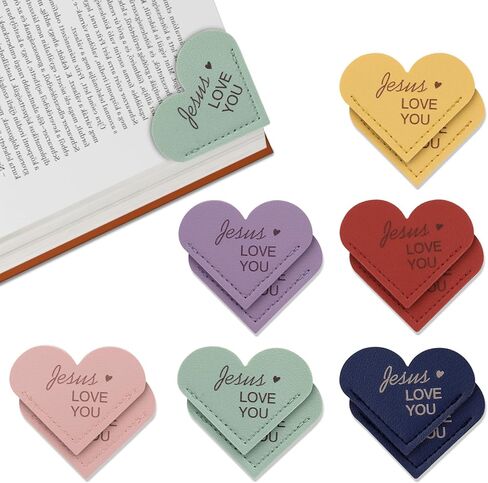 Leather Heart Bookmarks, 12pcs Cute Corner Page Book Marks, Jesus Love You,for Inspirational Religious Gifts Book Accessories (12pcs) in Saudi Arabia