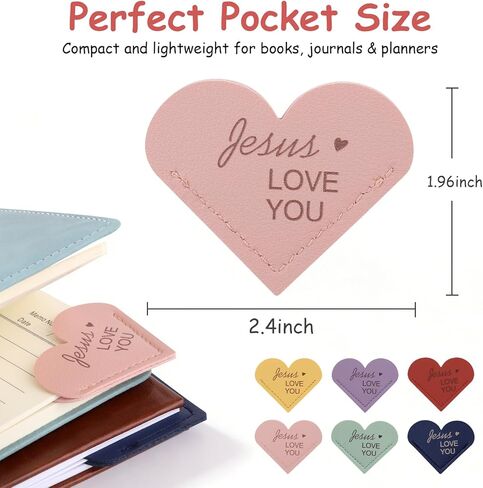 Leather Heart Bookmarks, 12pcs Cute Corner Page Book Marks, Jesus Love You,for Inspirational Religious Gifts Book Accessories (12pcs) in Saudi Arabia