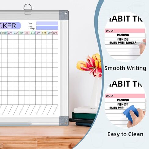 Bill Planner Dry Erase Whiteboard with Silver Aluminium Frame for Wall 12" x 16"Hanging Removable Bill Payment Tracker Calendar Chart Monthly Bill Organizer & Planner for Personal Budgeting Financial in Saudi Arabia