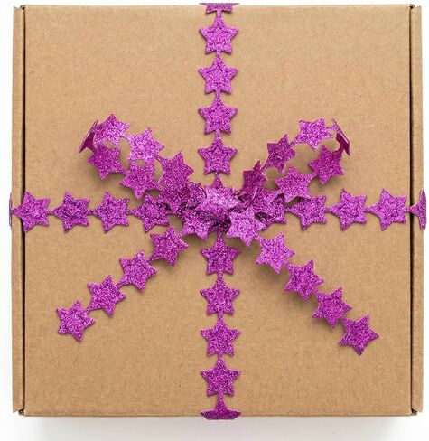 Purple Star Ribbon for Homecoming Mum Supplies 3D Embossed Glitter Trim 0.8 Inch Spool 20 Yards Sparkly Streamers for Senior Night Crafts Gift Wrapping Wreath in Saudi Arabia