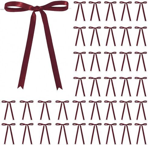 30PCS Satin Ribbon Bows 5×7 inch Burgundy Twist Tie Bows for Gift Wrapping Treat Bag Party Balloons Craft DIY Gift Champagne Bottle and Christmas Valentine's Day Decor in Saudi Arabia