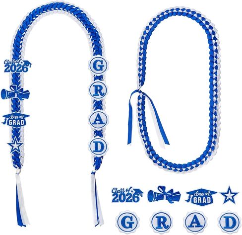 2 Pcs Graduation Leis Class of 2026 Grad Lei Necklace Ribbon Lei Braided Necklaces for Student Gifts Graduation DIY Decors in Saudi Arabia