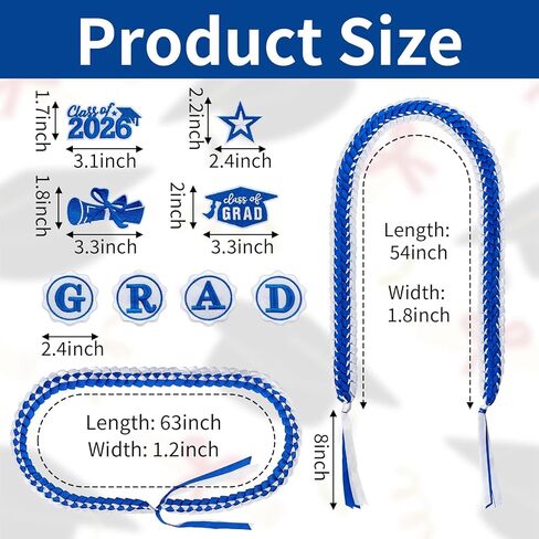 2 Pcs Graduation Leis Class of 2026 Grad Lei Necklace Ribbon Lei Braided Necklaces for Student Gifts Graduation DIY Decors in Saudi Arabia