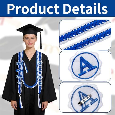 2 Pcs Graduation Leis Class of 2026 Grad Lei Necklace Ribbon Lei Braided Necklaces for Student Gifts Graduation DIY Decors in Saudi Arabia