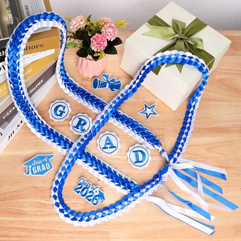 2 Pcs Graduation Leis Class of 2026 Grad Lei Necklace Ribbon Lei Braided Necklaces for Student Gifts Graduation DIY Decors in Saudi Arabia