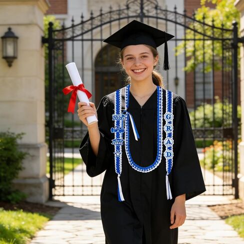 2 Pcs Graduation Leis Class of 2026 Grad Lei Necklace Ribbon Lei Braided Necklaces for Student Gifts Graduation DIY Decors in Saudi Arabia