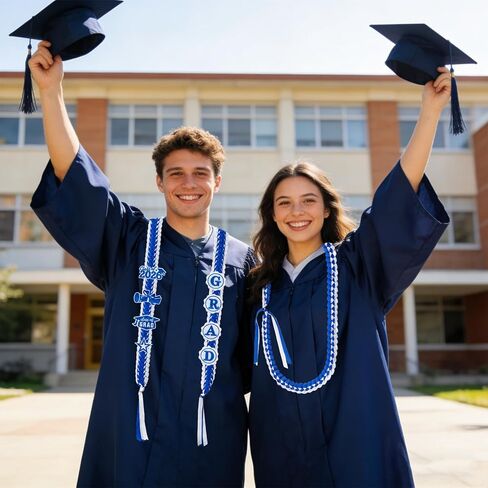 2 Pcs Graduation Leis Class of 2026 Grad Lei Necklace Ribbon Lei Braided Necklaces for Student Gifts Graduation DIY Decors in Saudi Arabia