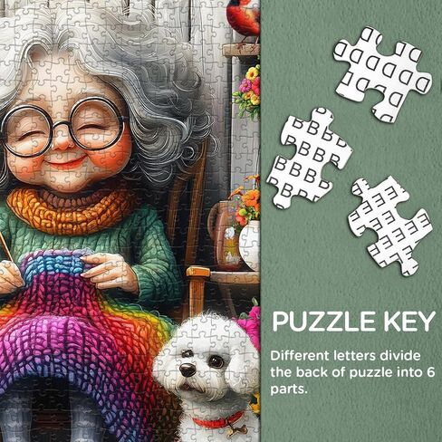 Grandma Puzzles for Adults 1000 Piece, Larkipuzz Old Woman Puzzle Dog Cardinal, Hard Impossible Floral Plant Art Theme as Wall Decor in Kuwait