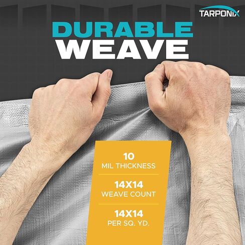 10' x 12' Dual-Sided Heavy-Duty Tarp – 10 Mil Tear-Resistant Silver & Black Cover with Reinforced Edges and Anti-Rust Grommets in Kuwait