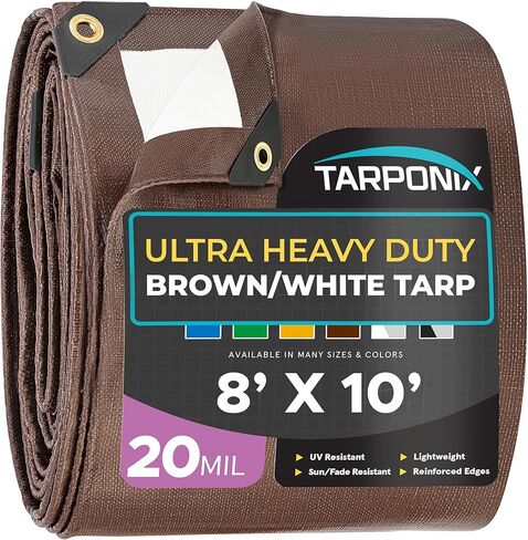 10' x 12' Dual-Sided Heavy-Duty Tarp – 10 Mil Tear-Resistant Silver & Black Cover with Reinforced Edges and Anti-Rust Grommets in Kuwait