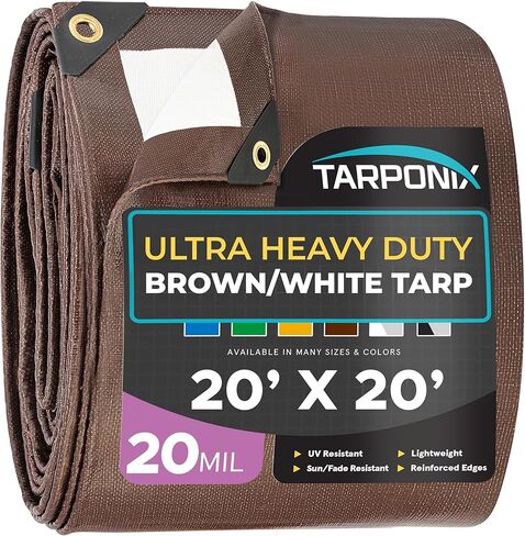 10' x 12' Dual-Sided Heavy-Duty Tarp – 10 Mil Tear-Resistant Silver & Black Cover with Reinforced Edges and Anti-Rust Grommets in Kuwait