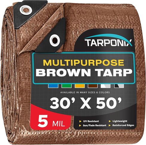 10' x 12' Dual-Sided Heavy-Duty Tarp – 10 Mil Tear-Resistant Silver & Black Cover with Reinforced Edges and Anti-Rust Grommets in Kuwait