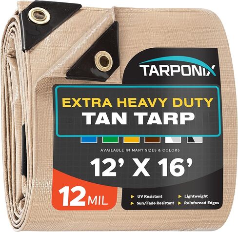 10' x 12' Dual-Sided Heavy-Duty Tarp – 10 Mil Tear-Resistant Silver & Black Cover with Reinforced Edges and Anti-Rust Grommets in Kuwait
