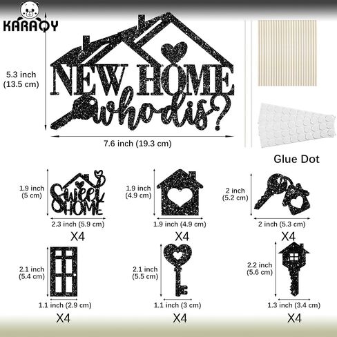 Housewarming Party Decorations, 25PCS Black Glitter New Home Cake Topper with Cupcake Toppers for House Warming or Welcome Home Party in Saudi Arabia