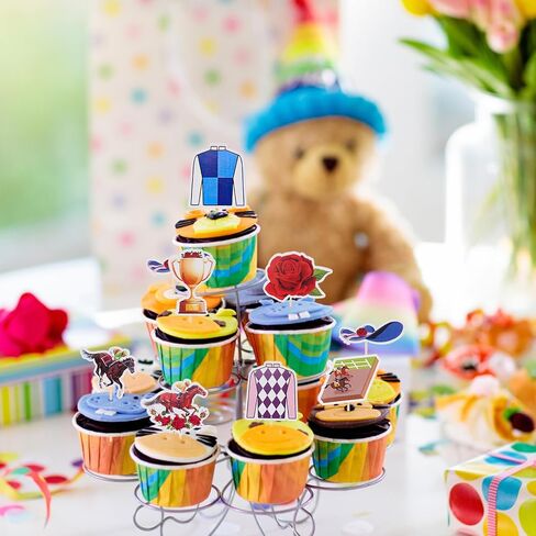 30 PCS Kentucky Derby Cupcake Decorations, 15 Styles Horse Cupcake Toppers (with 30 Toothpicks) for Kentucky Derby Party Supplies in Saudi Arabia