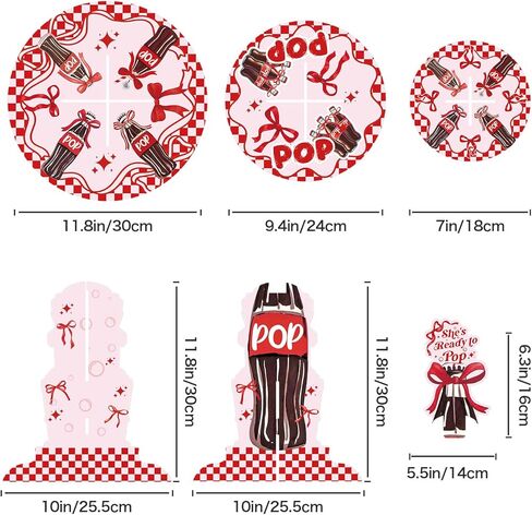 3 Tier Cupcake Stand for She's Ready to Pop Baby Shower Decorations - Red Soda Themed Cardboard Cupcake Tower, Reusable Dessert Display Cup Cake Tower Stand for Kids Birthday Party Supplies in Kuwait