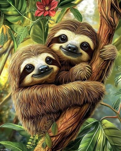 WUIVCTR Sloth Paint by Numbers Kit for Adults, 16" x 20" Canvas Painting Kit for Beginners, Modern Aesthetic DIY Paint by Number on Canvas for Home Wall Decor in Kuwait
