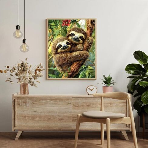 WUIVCTR Sloth Paint by Numbers Kit for Adults, 16" x 20" Canvas Painting Kit for Beginners, Modern Aesthetic DIY Paint by Number on Canvas for Home Wall Decor in Kuwait