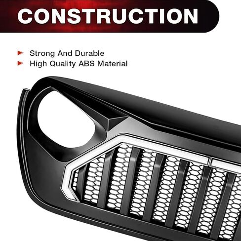 EOMD Front Vader Grille w/DRL & Turn Signal Lights Compatible with 2018+ Jeep Wrangler JL & 2020+ Gladiator JT, Matte Black in Saudi Arabia
