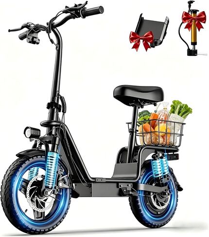 Electric Scooter Adults, 1300W Peak Motor, Electric Scooter with Seat, 48V 13Ah Battery, 14" Tires, 35 Miles Range, 20 MPH, 330 LBS Load, Dual Braking,UL 2272 in Saudi Arabia
