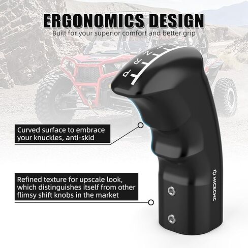 NICECNC Black Gear Shift Knob, RZR Gear Selector Shifter Knob Grip Compatible with Polaris ACE 500 2018-2019, RZR 4 800 2012-2013, Sportsman ACE 570 2015, See Fitments in Kuwait