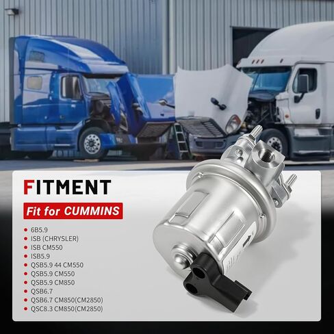 4943048 12V Electric Fuel Lift Pump Kit Compatible with Cummins 6B5.9 ISB5.9 ISB6.7 QSB5.9 QSB6.7 QSC8.3 Replace 5362273 4935730 4932707 3990105 3938367 in Saudi Arabia
