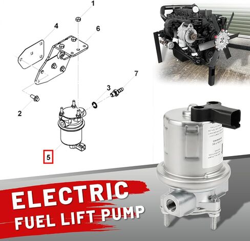 4943048 12V Electric Fuel Lift Pump Kit Compatible with Cummins 6B5.9 ISB5.9 ISB6.7 QSB5.9 QSB6.7 QSC8.3 Replace 5362273 4935730 4932707 3990105 3938367 in Saudi Arabia