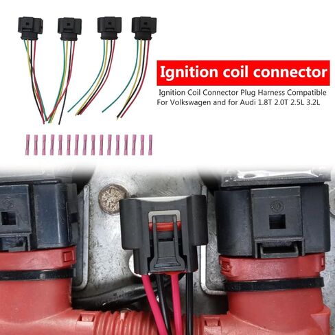 4pcs Ignition Coil Pack Replacement Connector Wire Harness for Audi A4 A4 Quattro 1.8T 2.0T 3.0L 3.2L 2001-2015 in Saudi Arabia